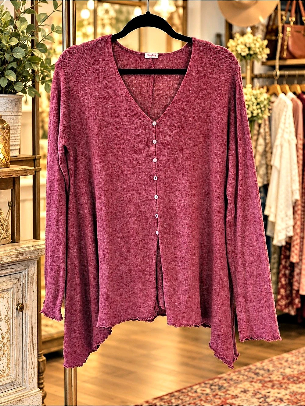 Silk Cardigan in Purple Like New